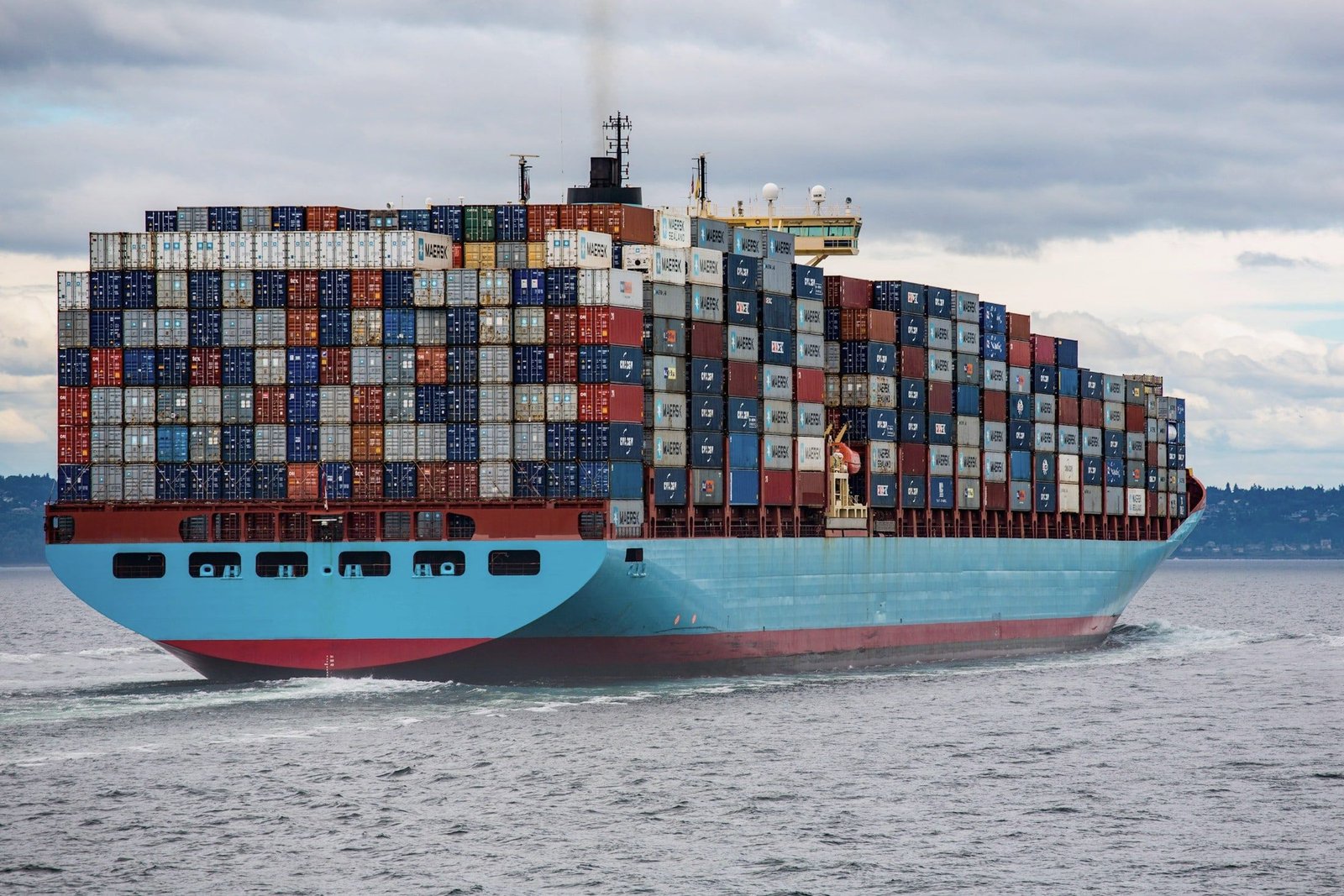 Container ship at sea